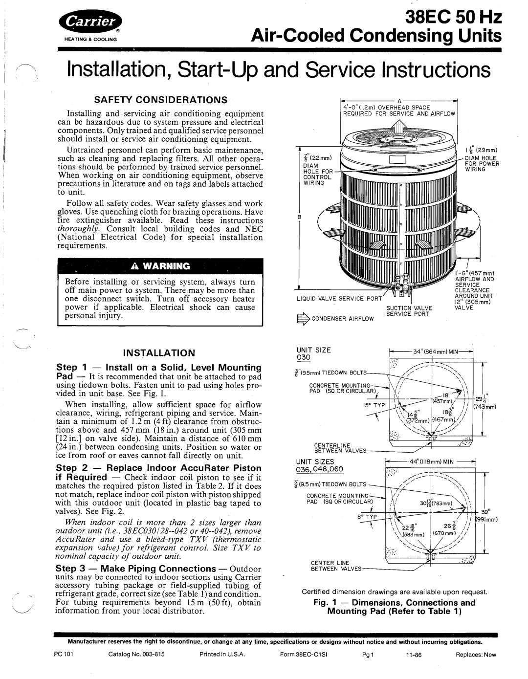 Carrier 38EC manual 