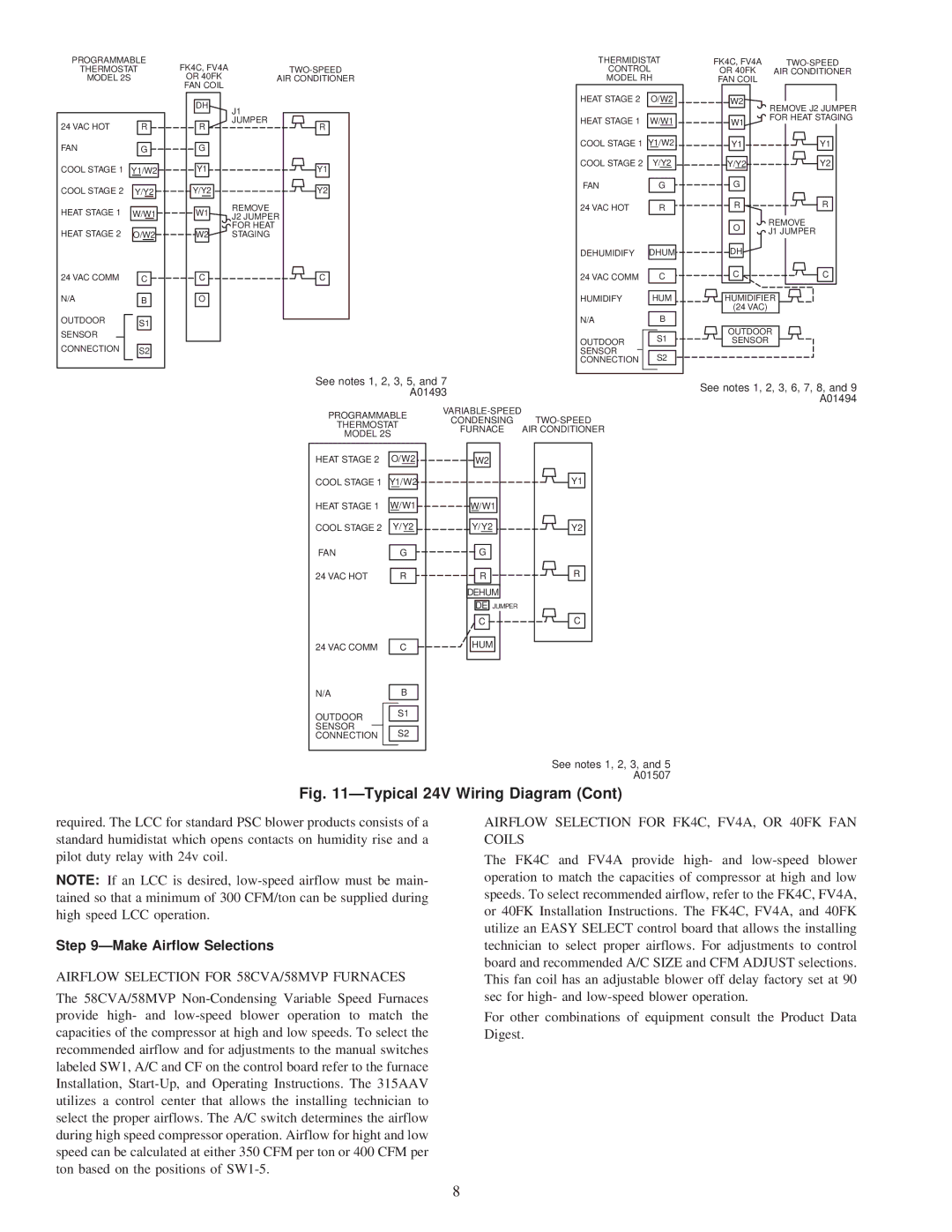 Carrier 38TDB instruction manual Make Airflow Selections, Airflow Selection for 58CVA/58MVP Furnaces 