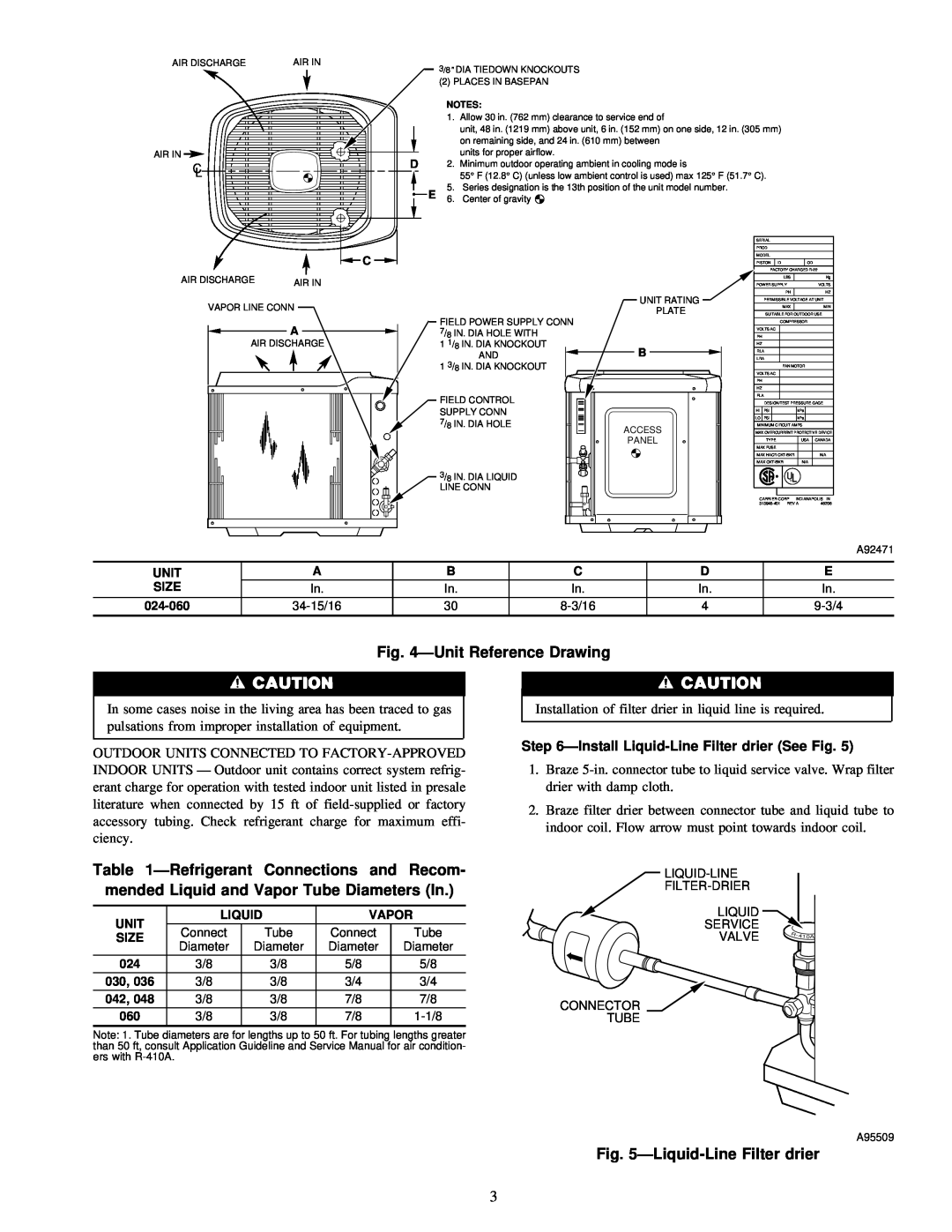 Carrier 38TXA ÐUnit Reference Drawing, ÐLiquid-LineFilter drier, ÐInstall Liquid-LineFilter drier See Fig 