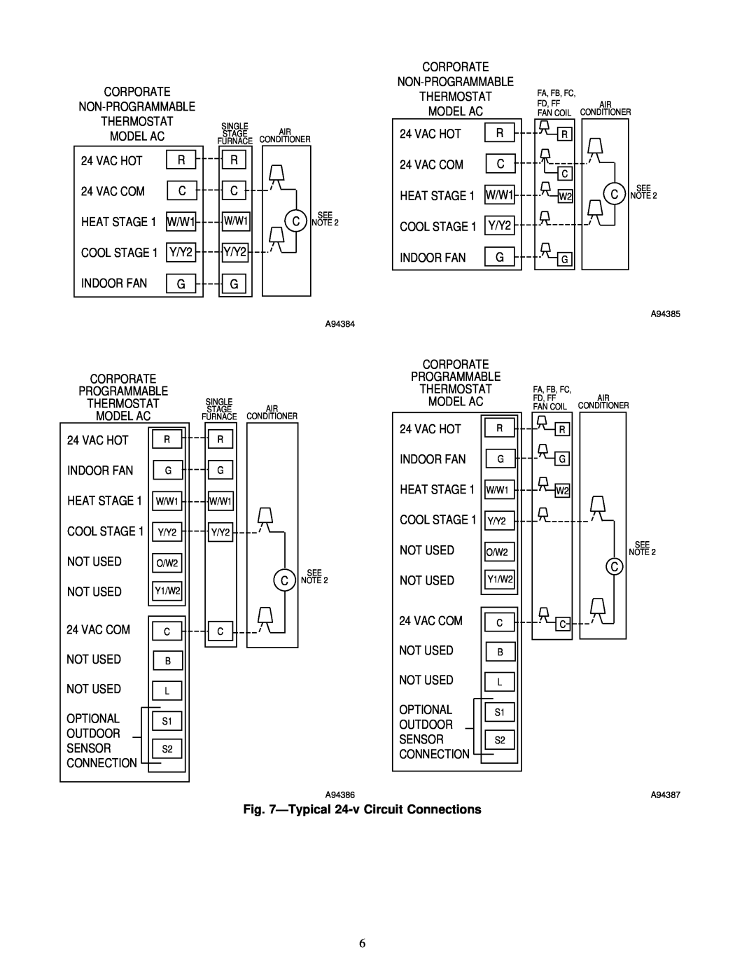 Carrier 38TXA instruction manual ÐTypical 24-vCircuit Connections 