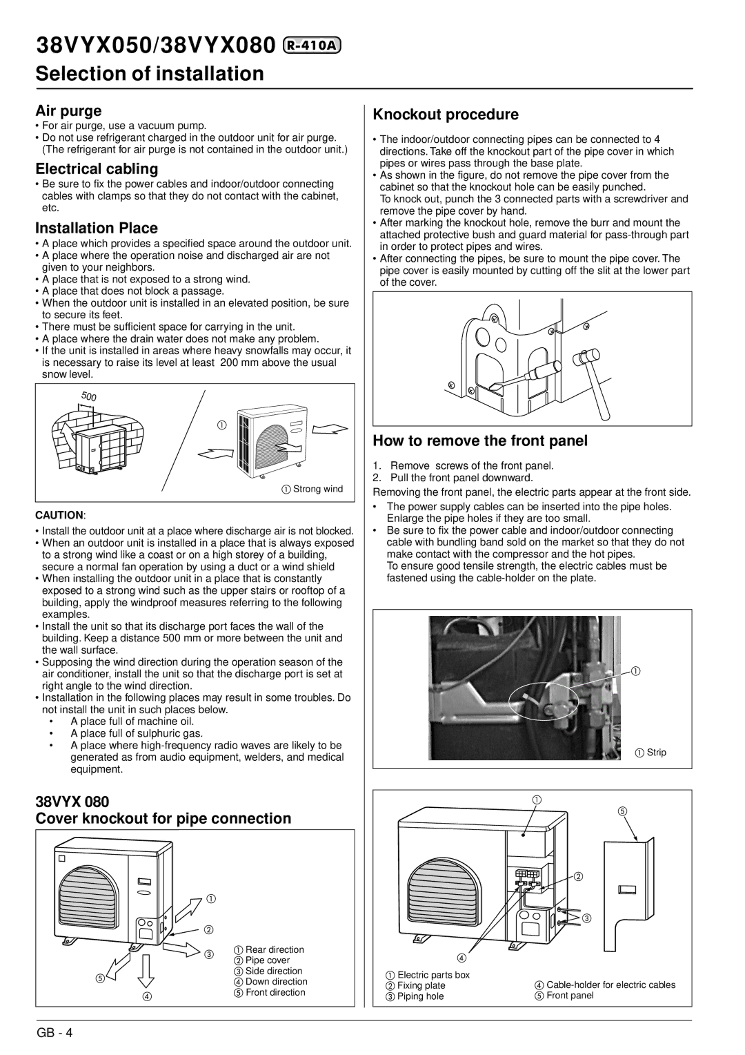 Carrier 38VYX080, 38VYX050 installation manual Selection of installation 