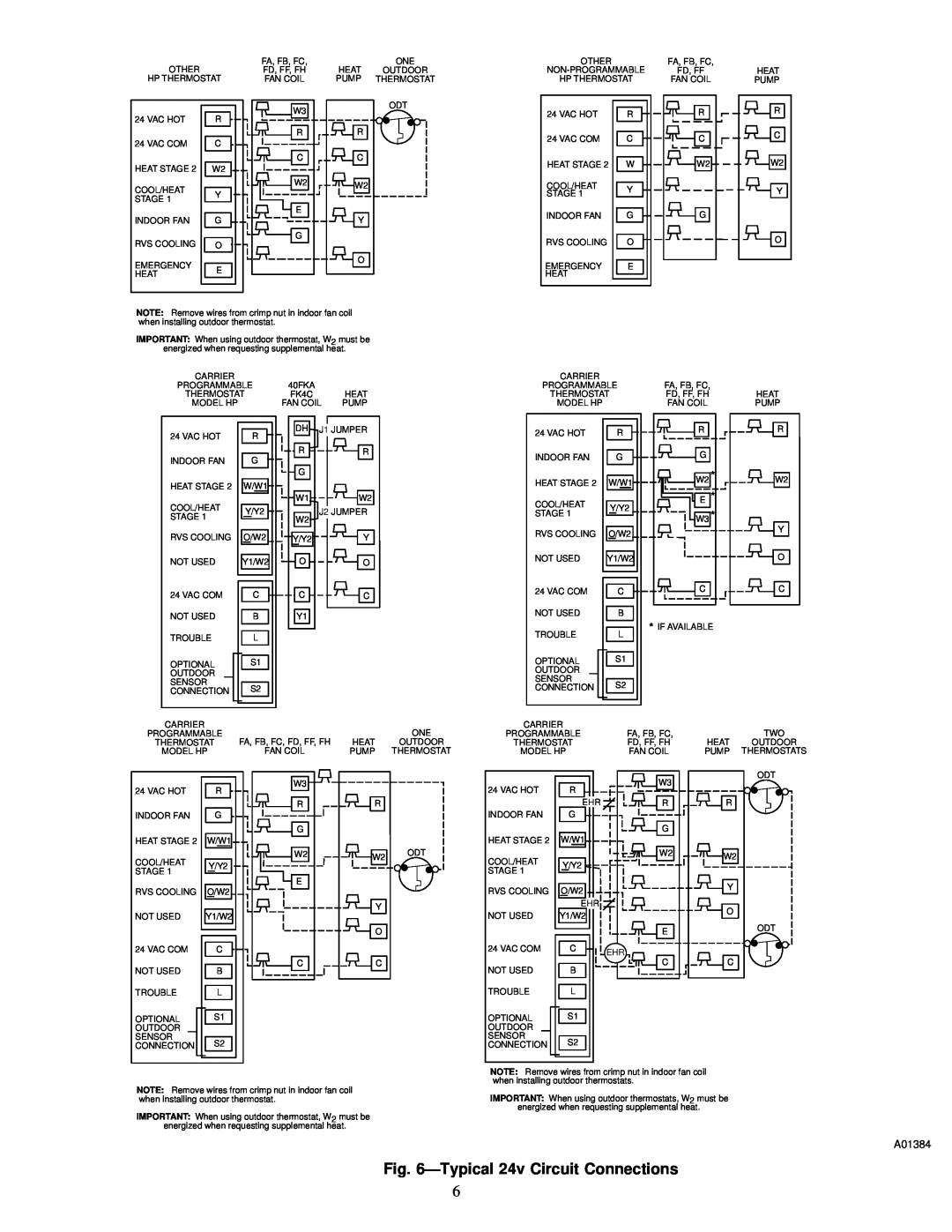 Carrier 38YCW instruction manual Typical24v Circuit Connections, A01384 