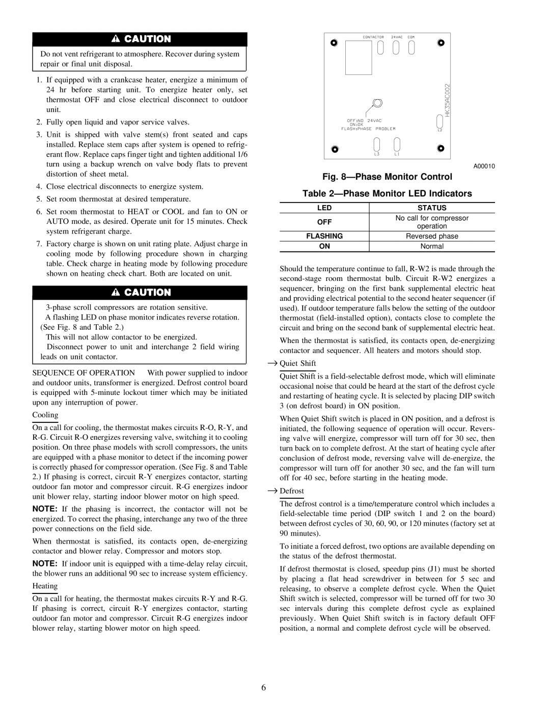 Carrier 38YCX instruction manual LED Status OFF, Flashing 