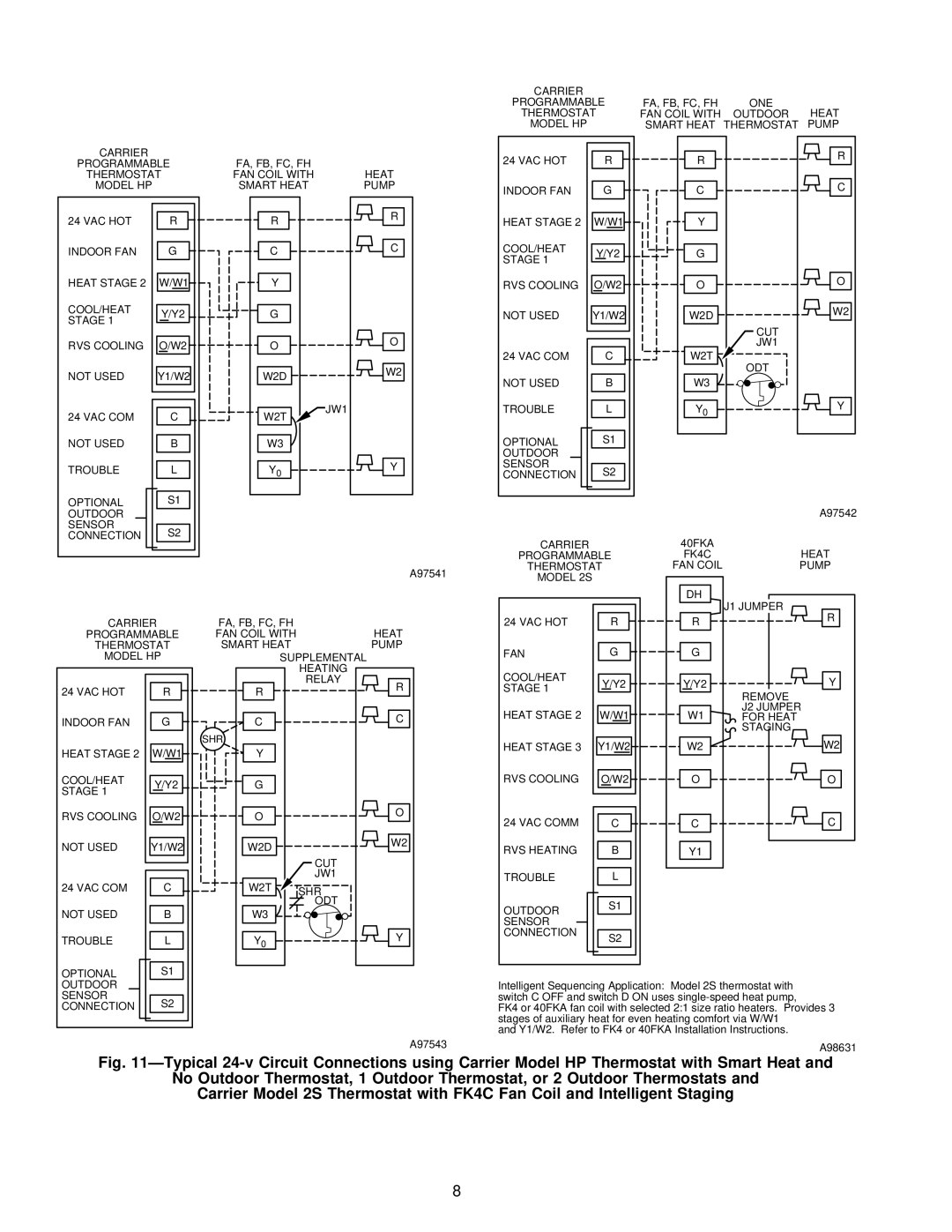 Carrier 38YSA instruction manual VAC COM Not Used Trouble Optional Outdoor Sensor Connection 