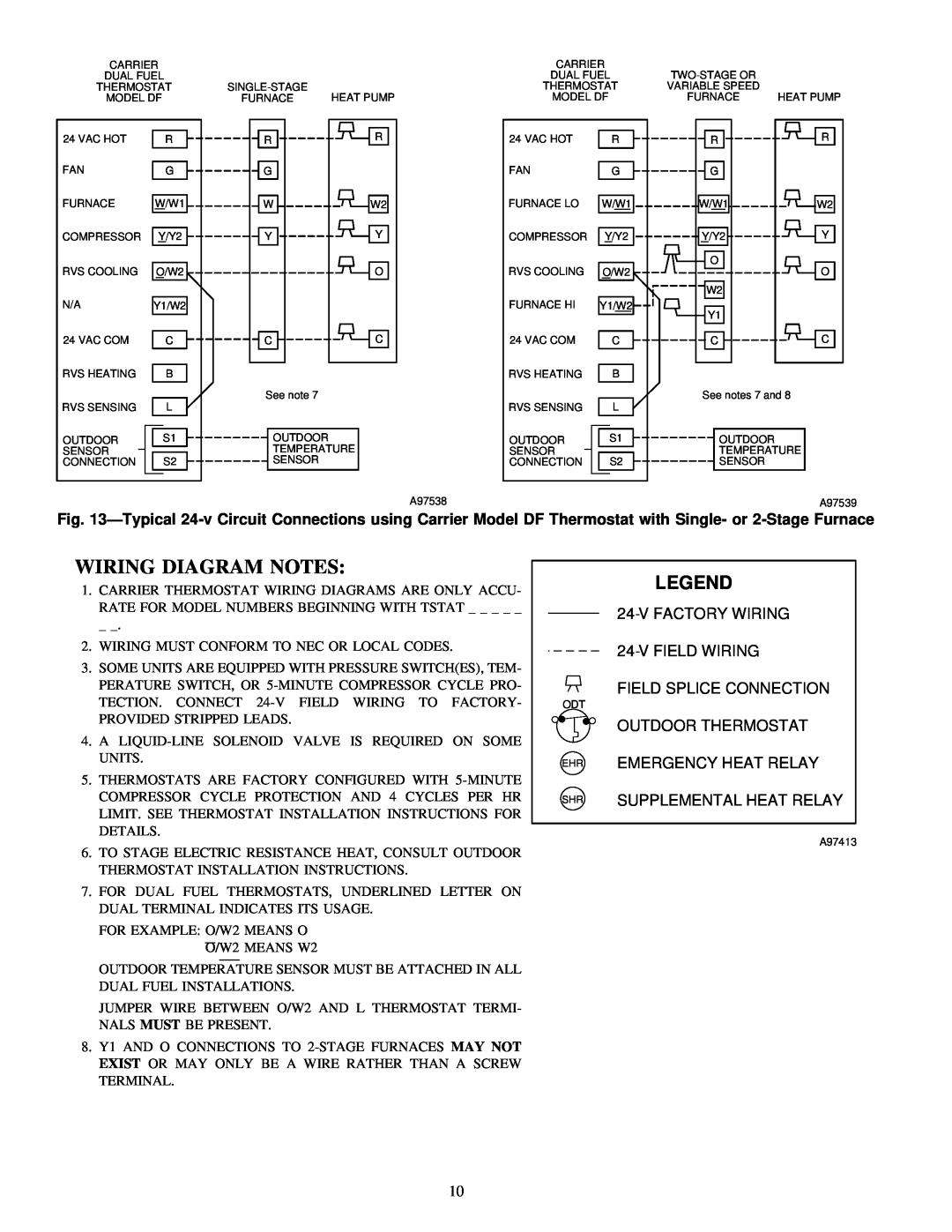 Carrier 38YSA Wiring Diagram Notes, VFACTORY WIRING 24-VFIELD WIRING, Field Splice Connection, Outdoor Thermostat 