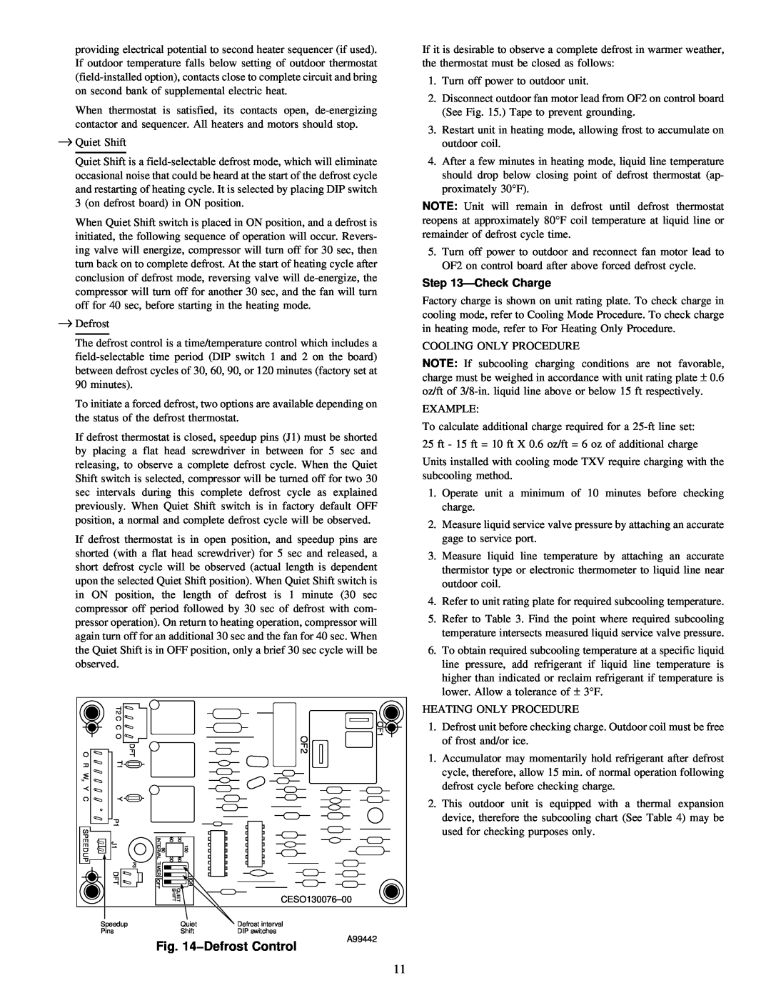 Carrier 38YSA instruction manual Defrost Control, CheckCharge 