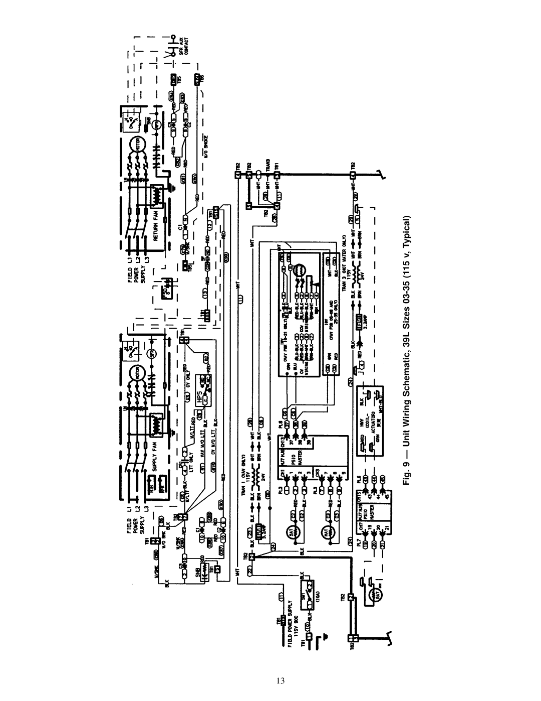 Carrier specifications Unit Wiring Schematic, 39L Sizes 03-35 115 v, Typical 