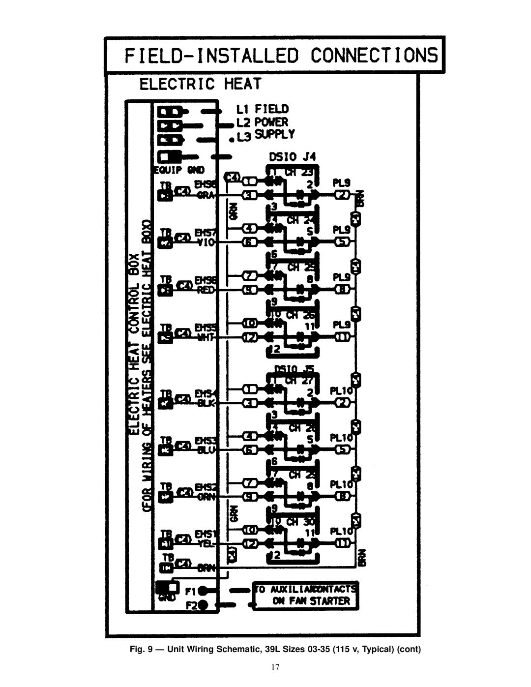 Carrier specifications Unit Wiring Schematic, 39L Sizes 03-35 115 v, Typical 