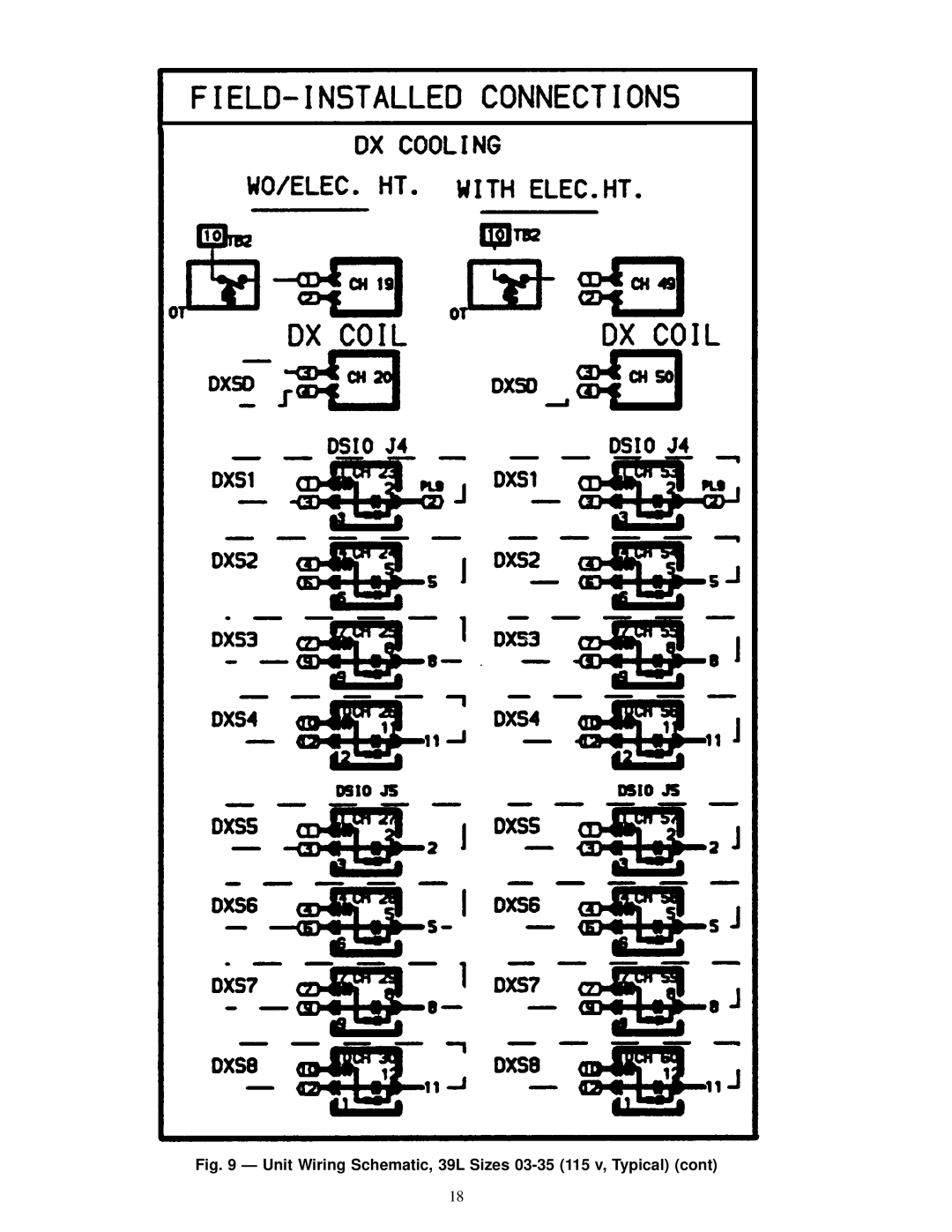 Carrier specifications Unit Wiring Schematic, 39L Sizes 03-35 115 v, Typical 