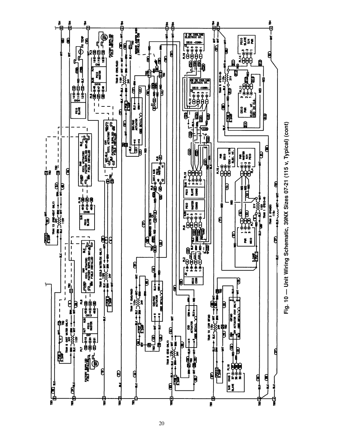 Carrier 39L specifications Unit Wiring Schematic, 39NX Sizes 07-21 115 v, Typical 