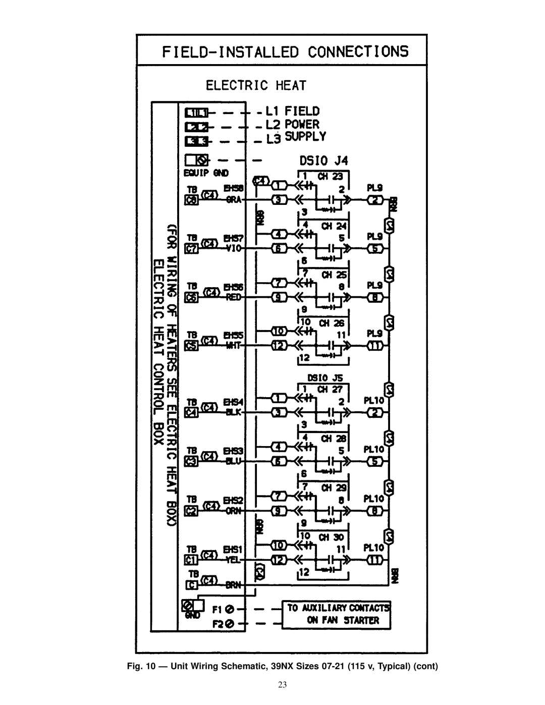 Carrier 39L specifications Unit Wiring Schematic, 39NX Sizes 07-21 115 v, Typical 