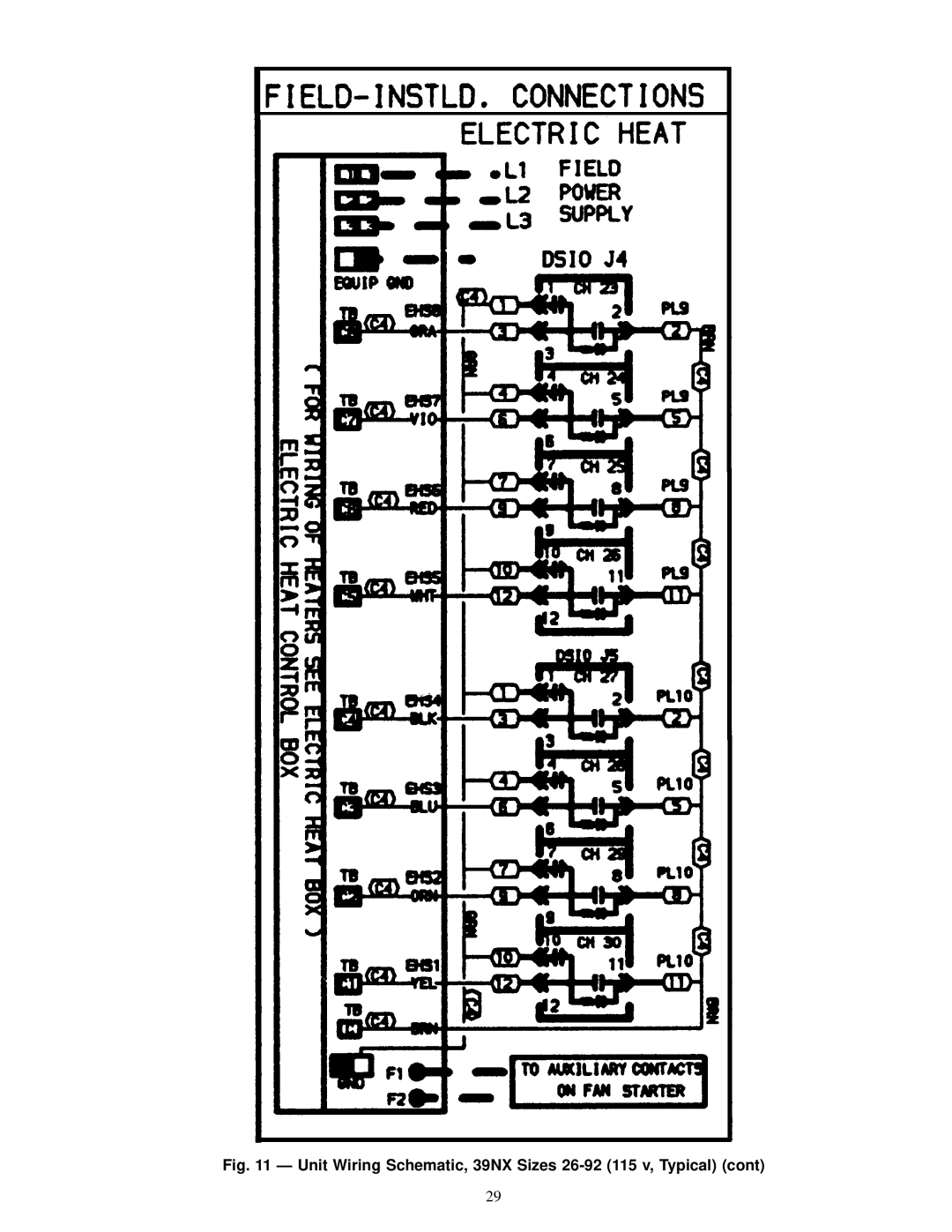 Carrier 39L specifications Unit Wiring Schematic, 39NX Sizes 26-92 115 v, Typical 