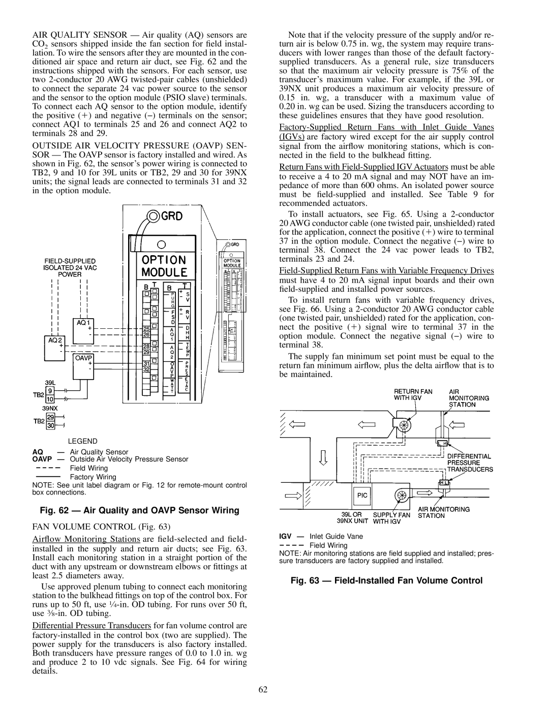 Carrier 39L specifications Air Quality and Oavp Sensor Wiring 