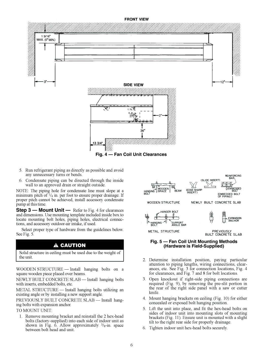 Carrier 40QA024-060 specifications Fan Coil Unit Clearances 