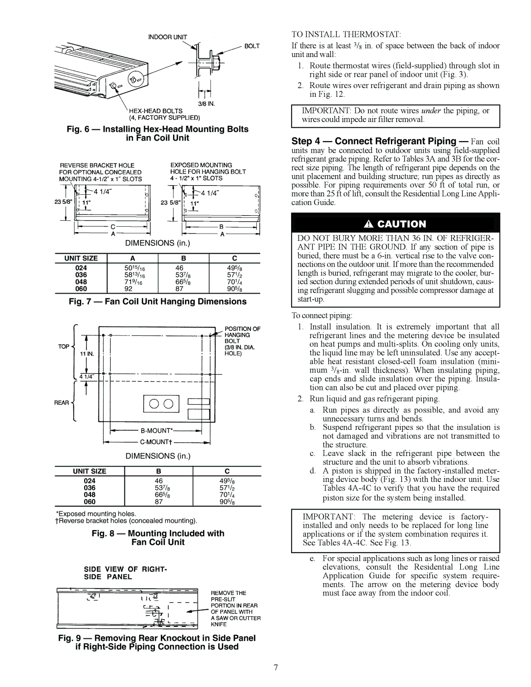 Carrier 40QA024-060 specifications Installing Hex-Head Mounting Bolts Fan Coil Unit 