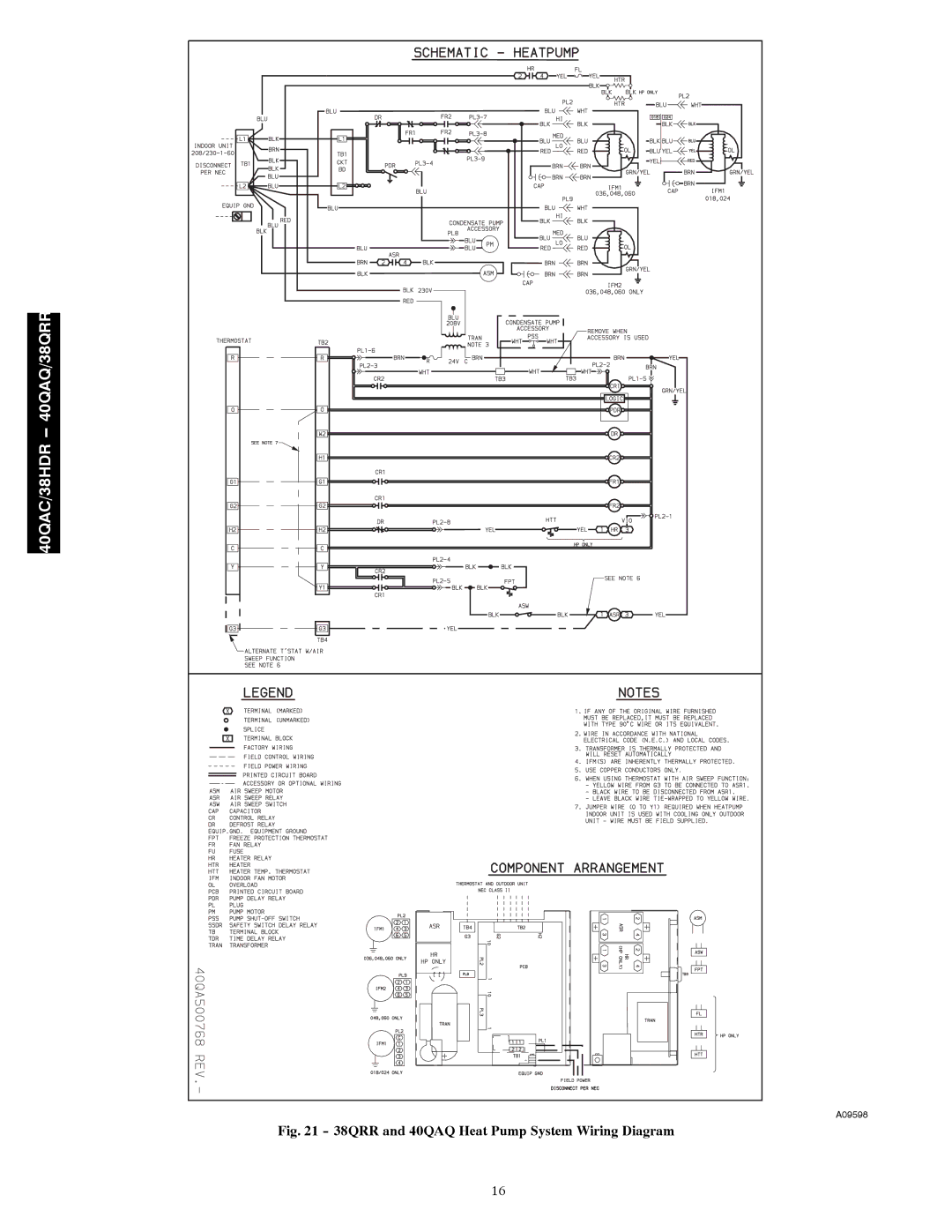 Carrier 40QAC installation instructions 38QRR and 40QAQ Heat Pump System Wiring Diagram 