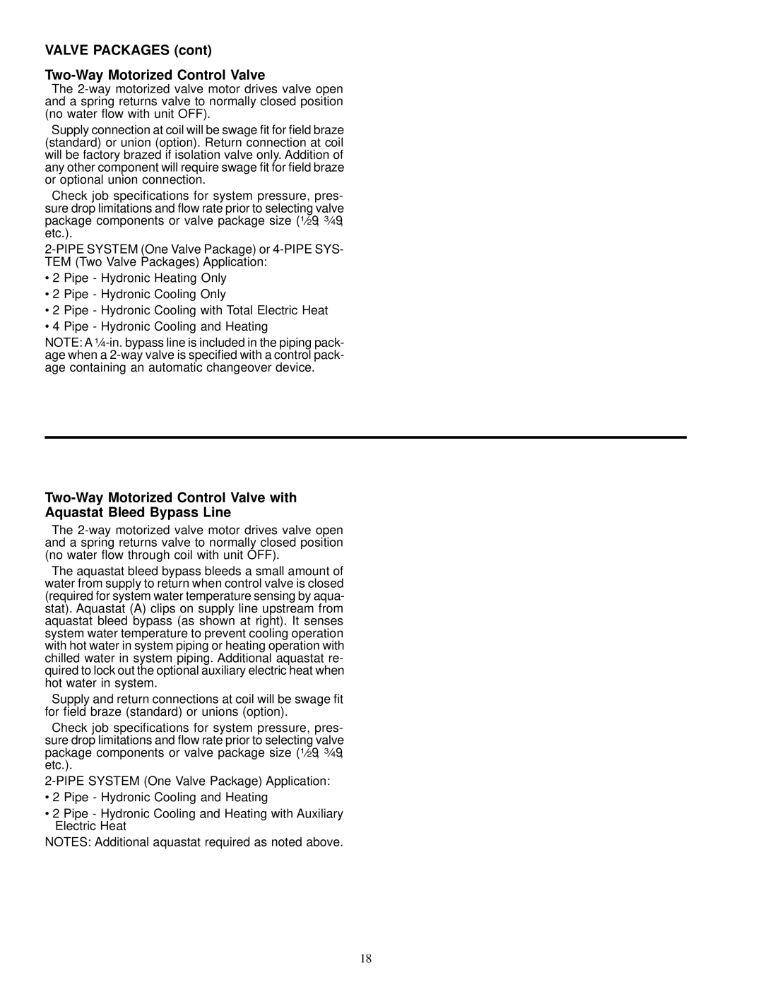 Carrier 42 SERIES specifications Valve Packages Two-Way Motorized Control Valve 