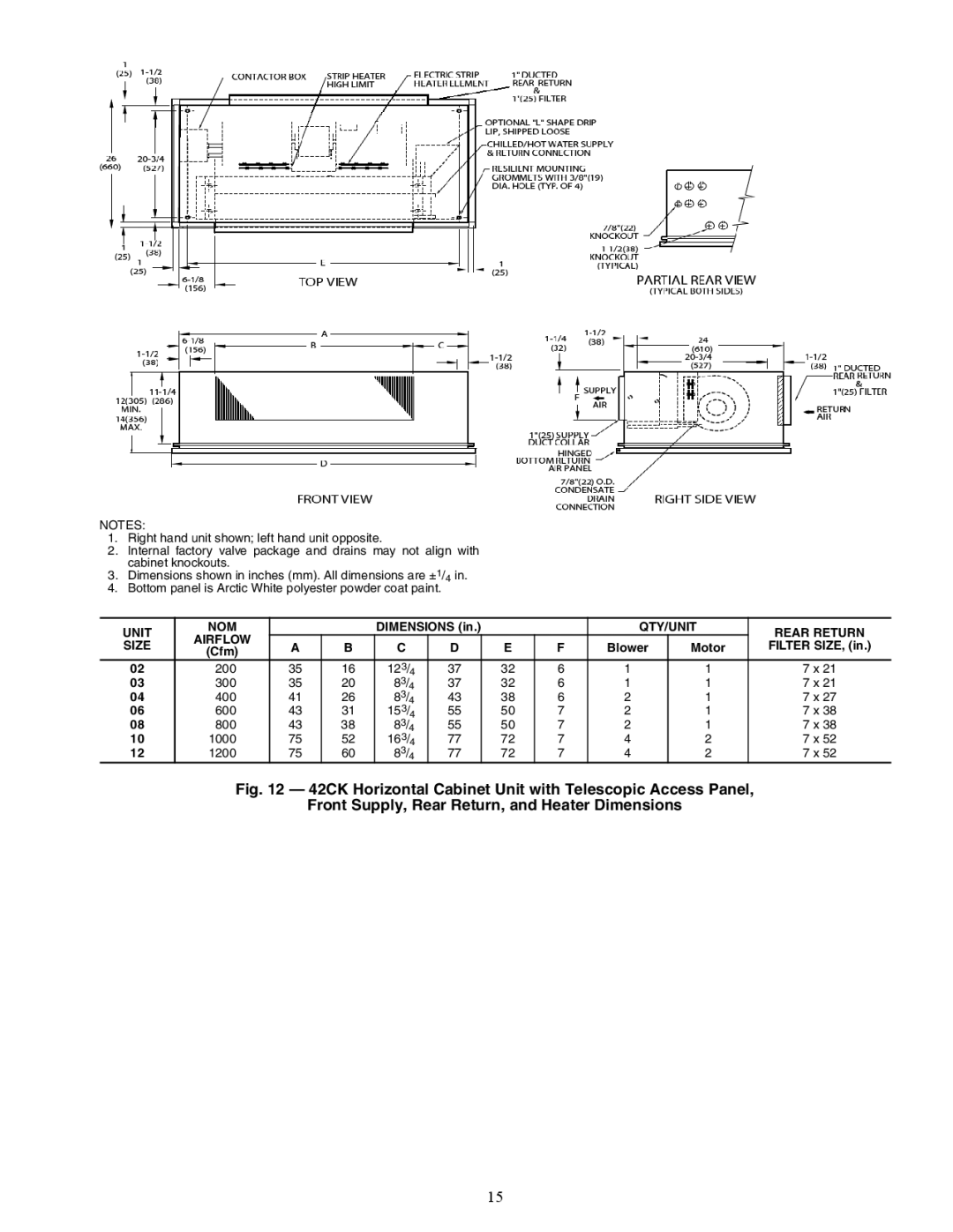 Carrier 42V, 42C, 42S, 42D specifications A42-4152 