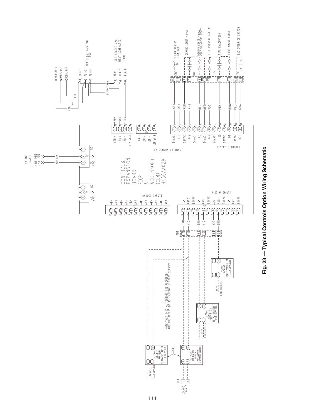 Carrier 48/50AJ specifications 114, Typical Controls Option Wiring Schematic 