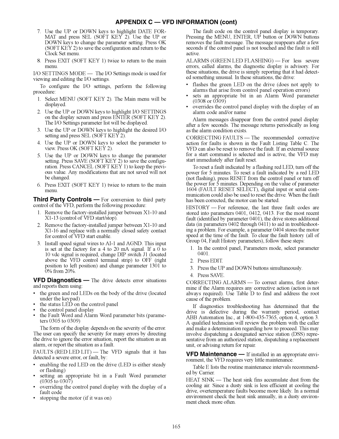 Carrier 48/50AJ specifications Appendix C VFD Information 