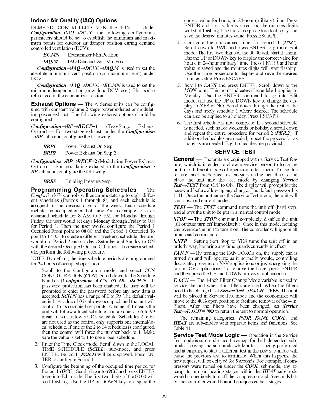 Carrier 48/50AJ specifications Indoor Air Quality IAQ Options, Service Test 