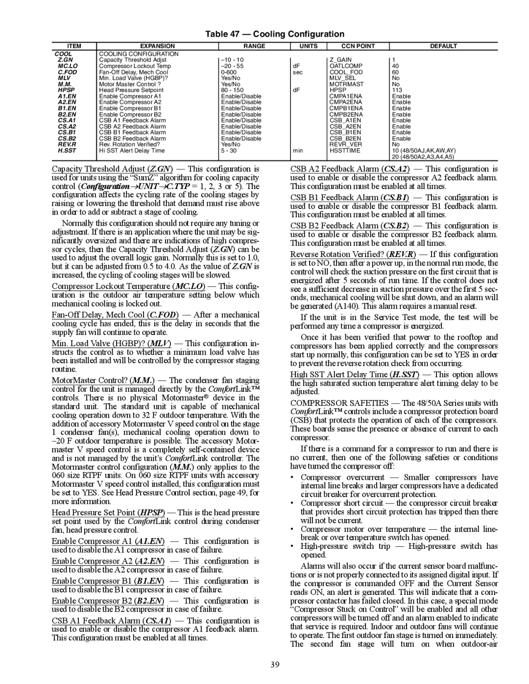 Carrier 48/50AJ specifications Cooling Configuration 