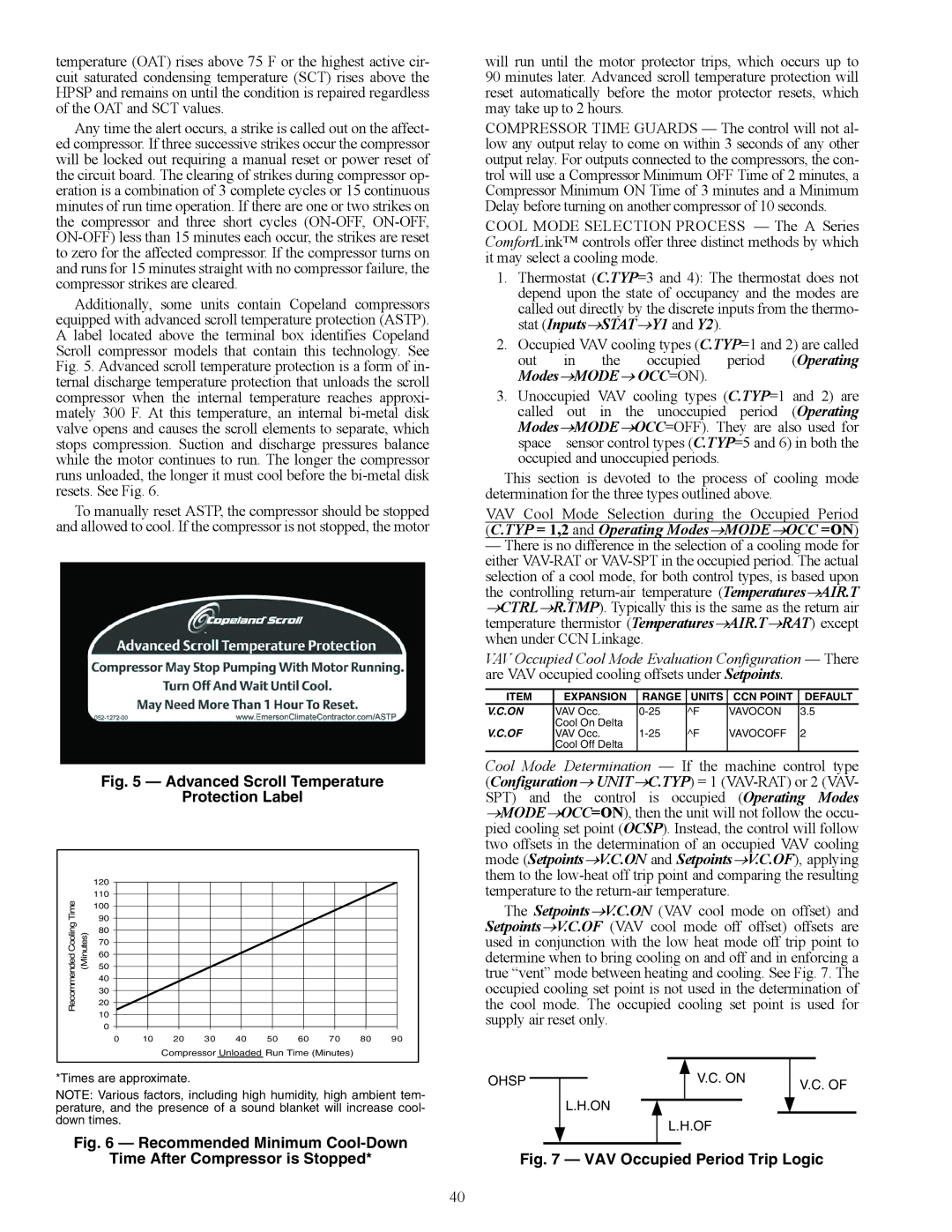 Carrier 48/50AJ Advanced Scroll Temperature Protection Label, Are VAV occupied cooling offsets under Setpoints 