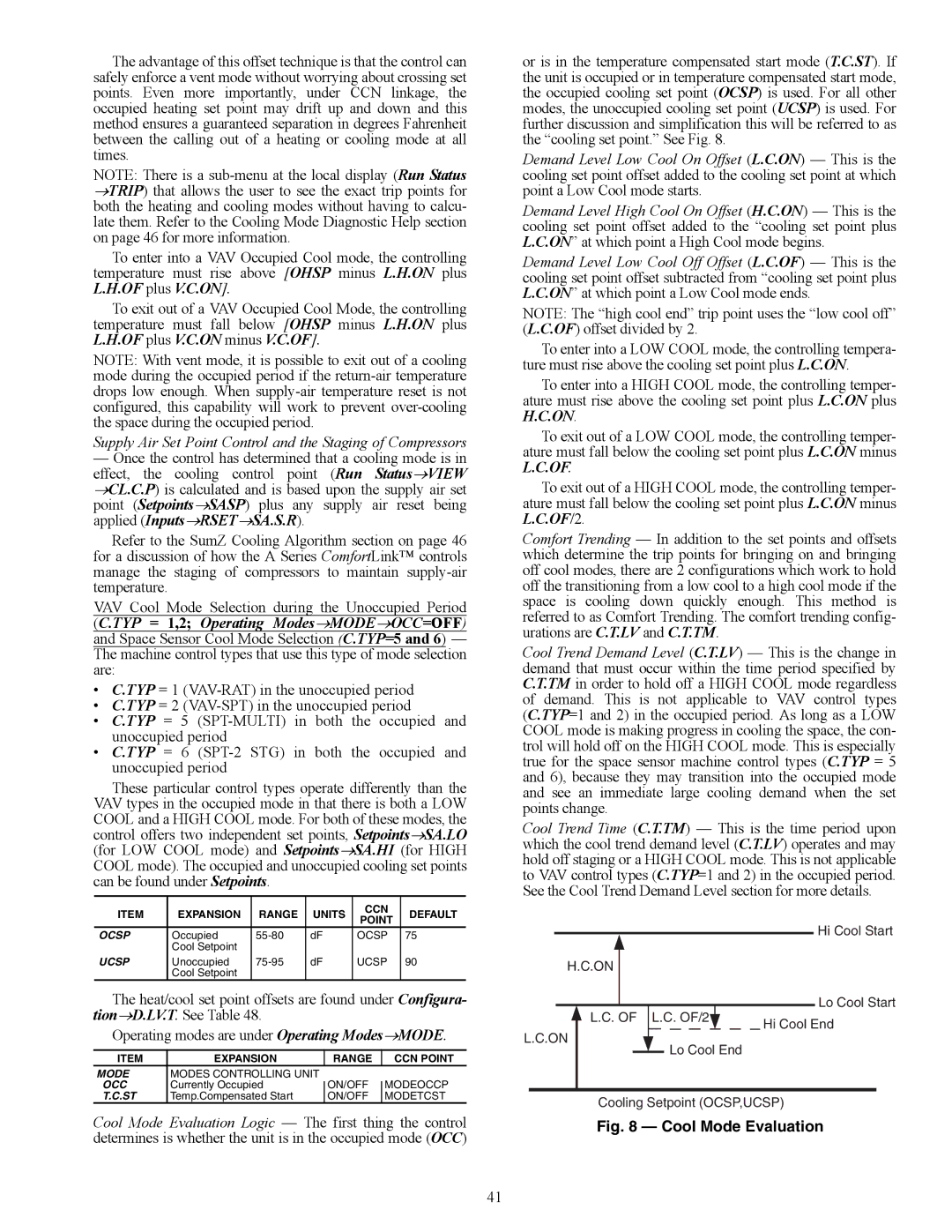 Carrier 48/50AJ specifications Cool Mode Evaluation 