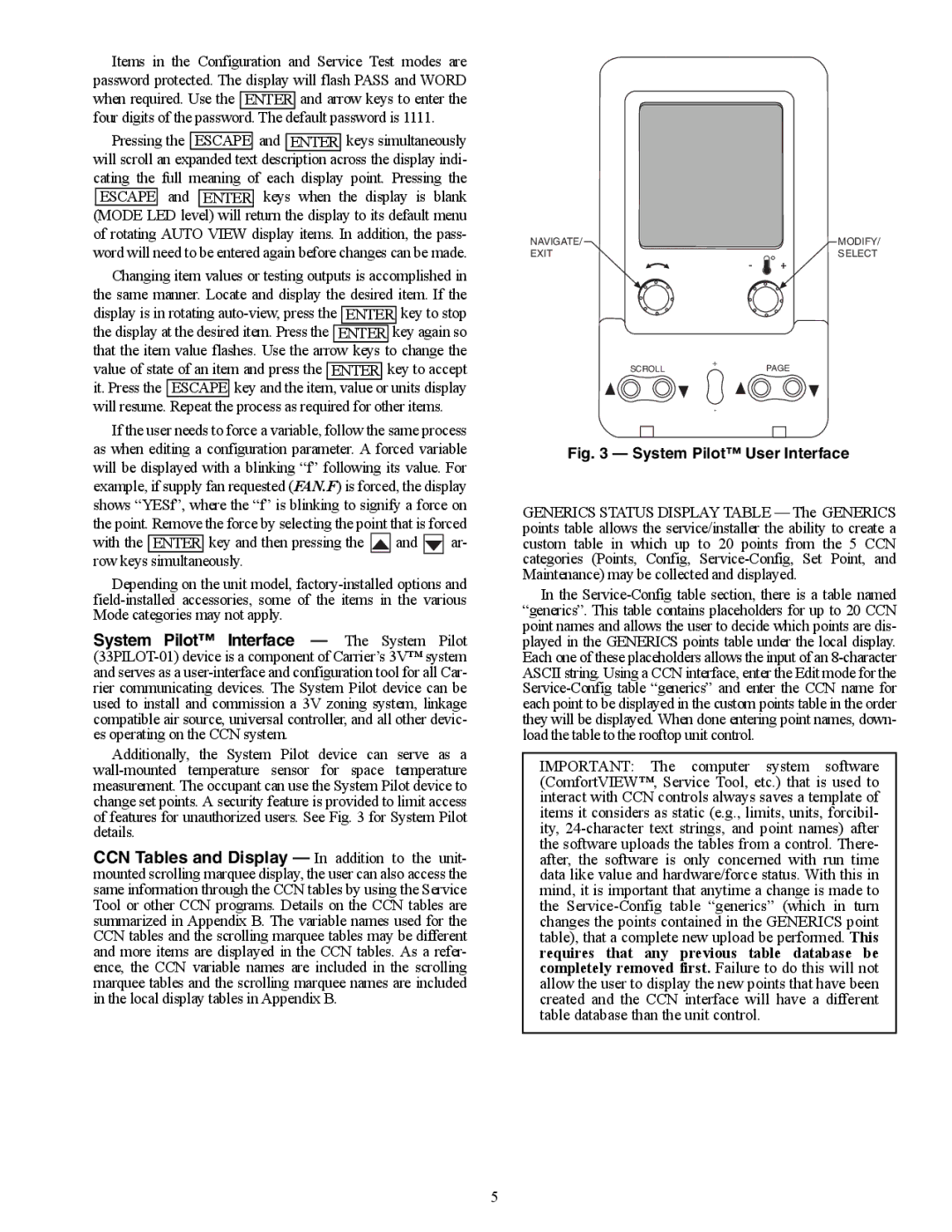 Carrier 48/50AJ specifications System Pilot User Interface 