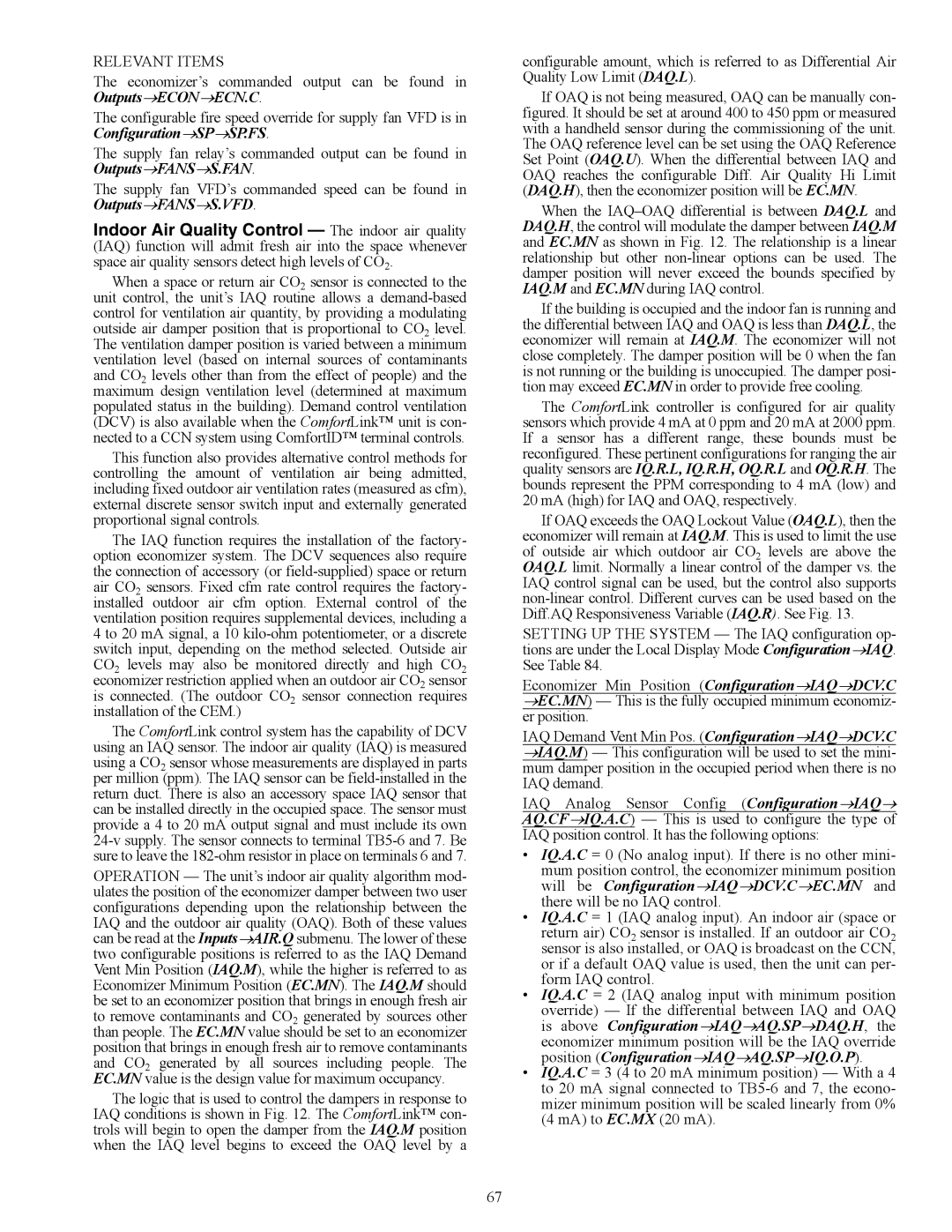 Carrier 48/50AJ specifications Indoor Air Quality Control The indoor air quality 