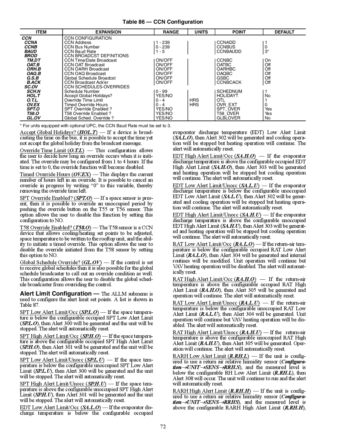 Carrier 48/50AJ specifications CCN Configuration, Expansion Range Units Point Default 