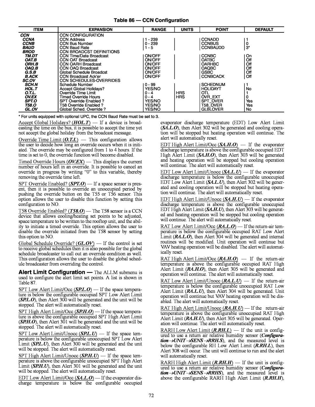 Carrier 48/50AJ specifications CCN Configuration 