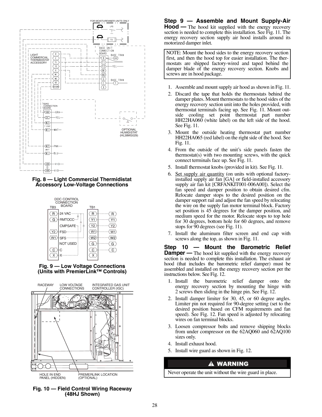 Carrier 48/50HJ004-014 specifications Low Voltage Connections Units with PremierLink Controls 