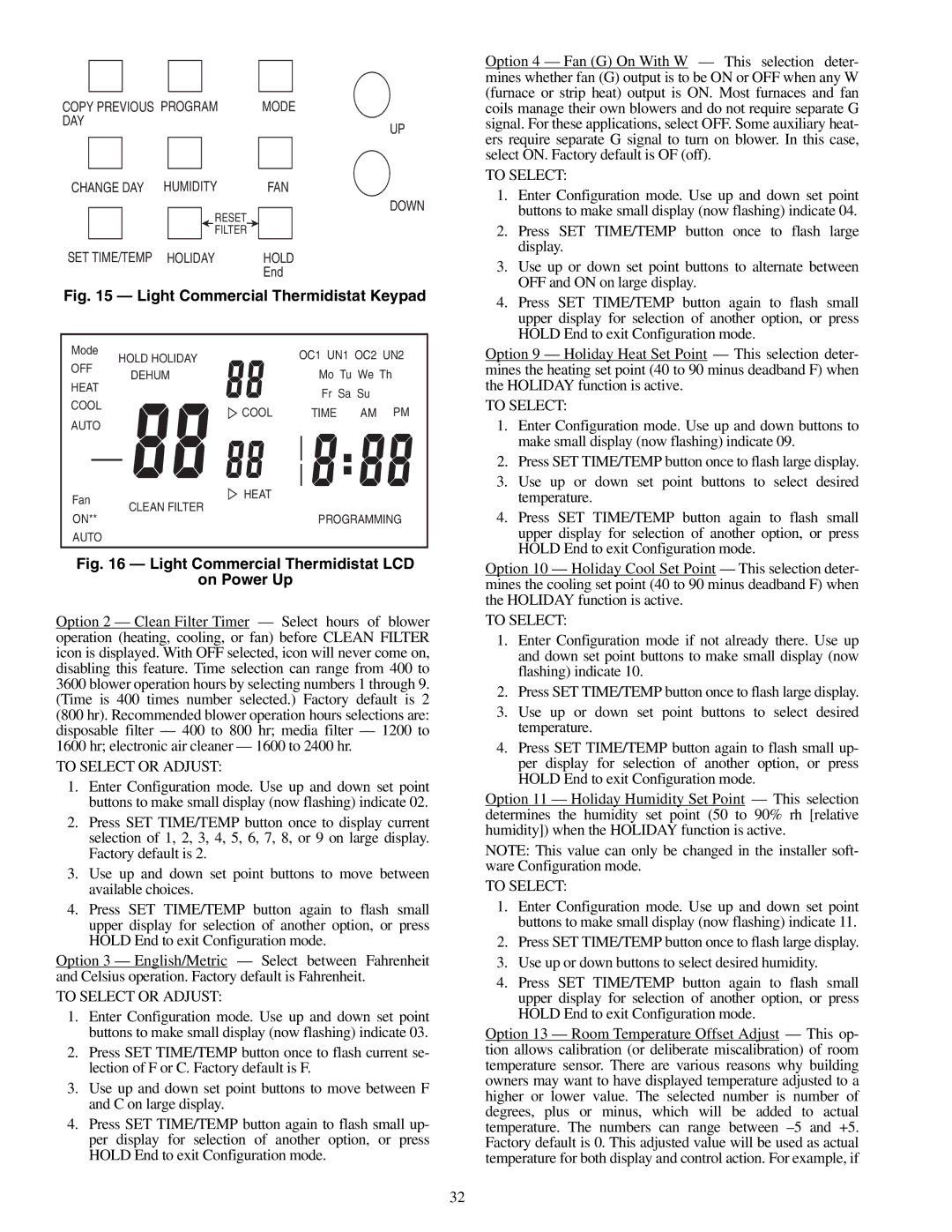 Carrier 48/50HJ004-014 specifications Light Commercial Thermidistat Keypad 