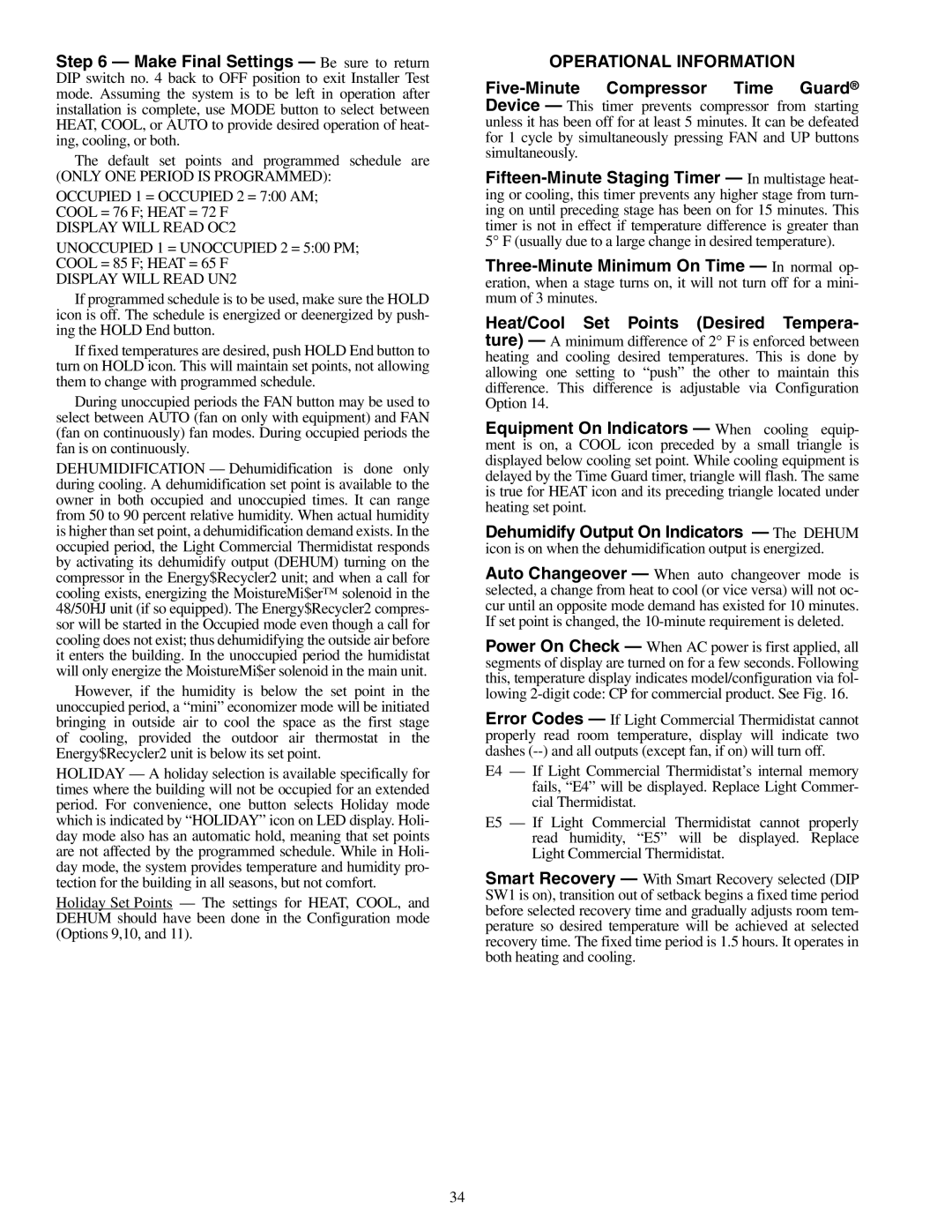 Carrier 48/50HJ004-014 specifications Operational Information 