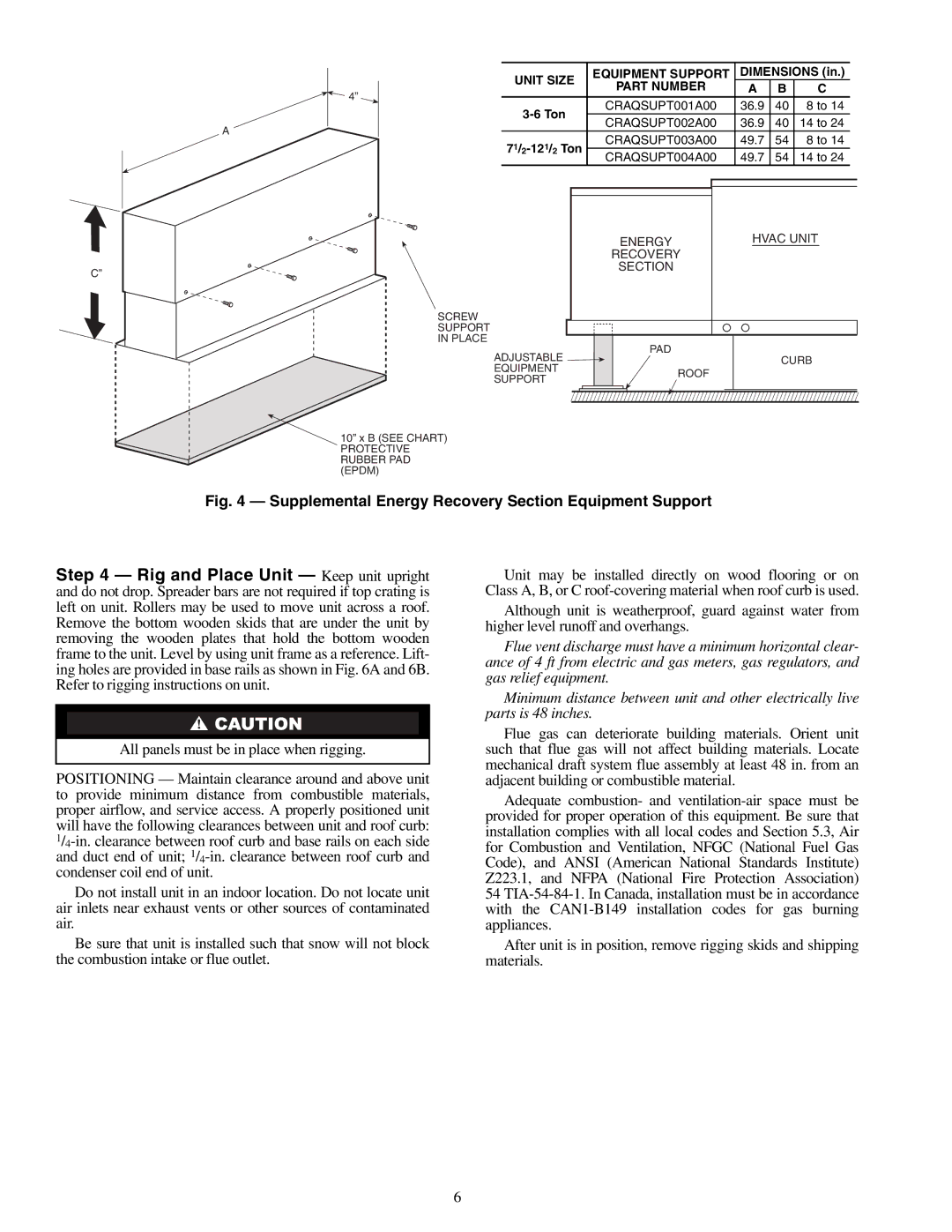 Carrier 48/50HJ004-014 specifications Unit Size Equipment Support, Part Number 