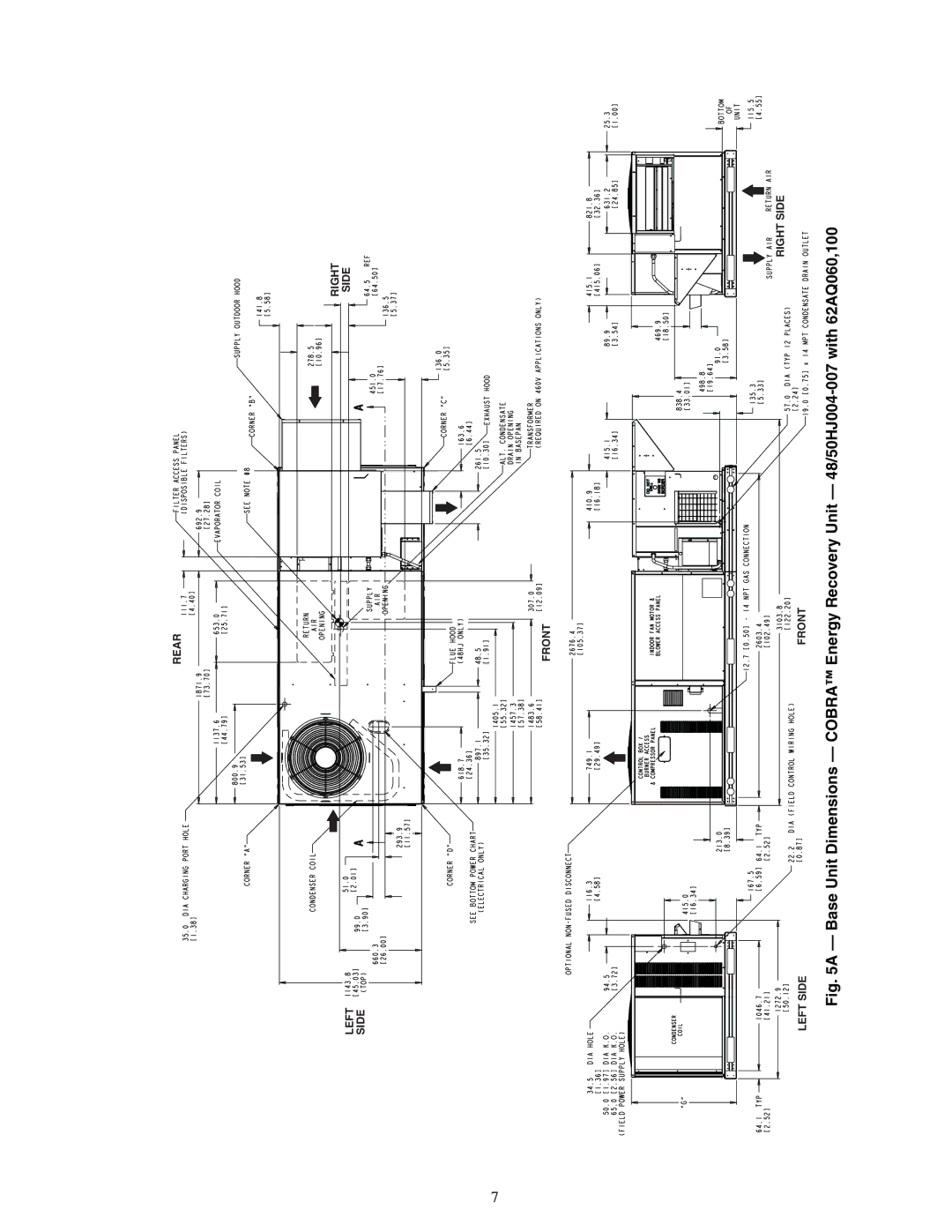 Carrier 48/50HJ004-014 specifications Rear Right Left Side Front Right Side 