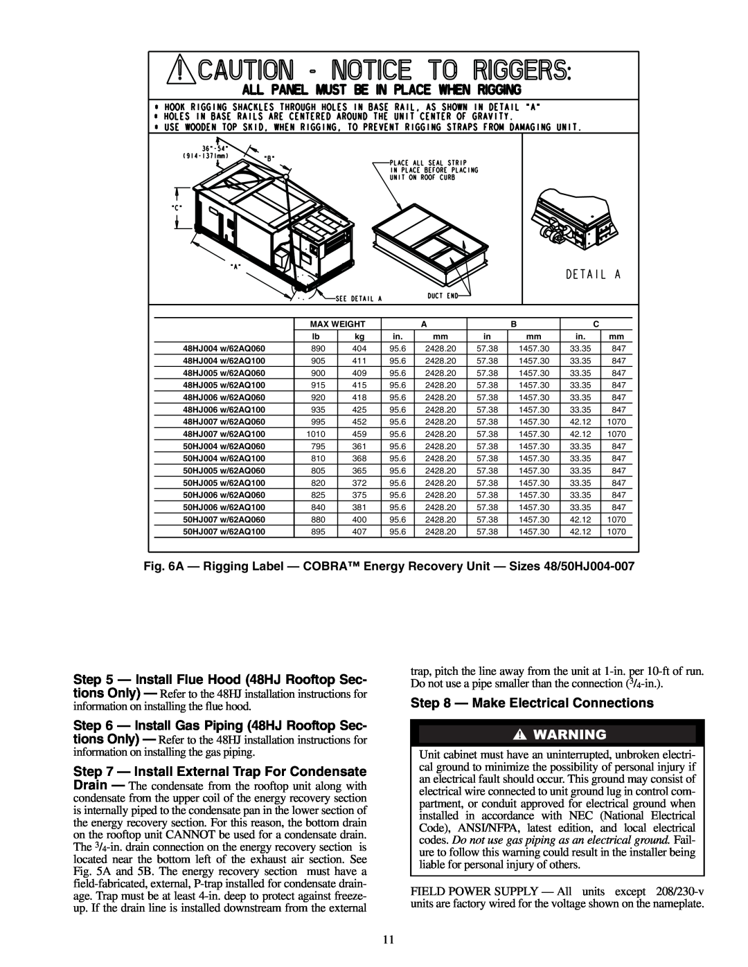 Carrier 48/50HJ004-014 specifications Make Electrical Connections 