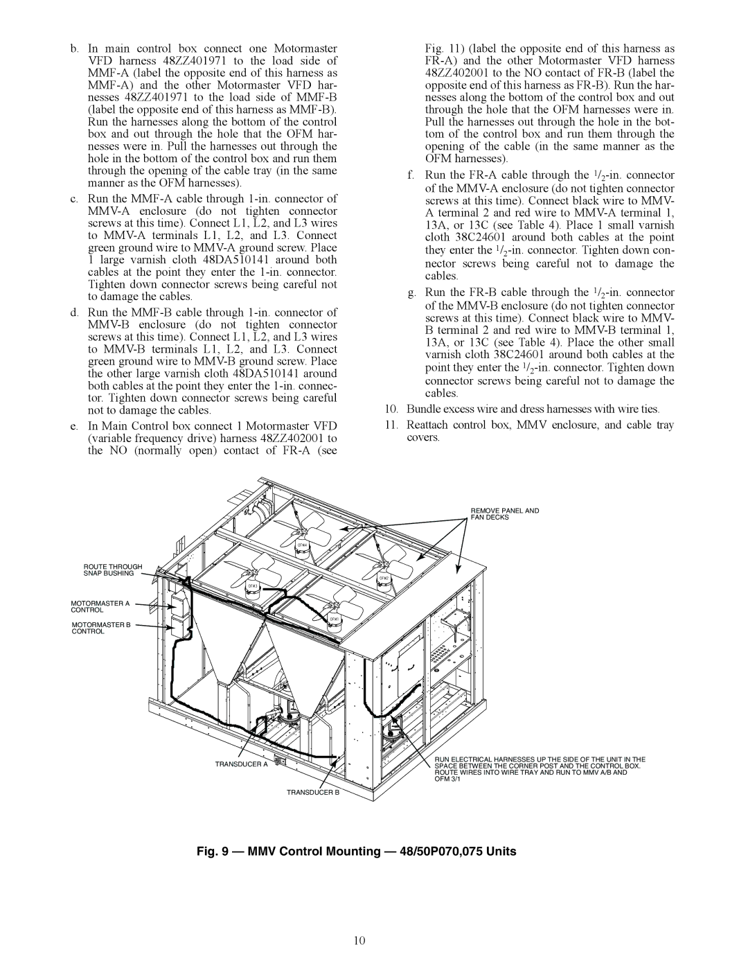 Carrier 48/50P3, 48/50P4, 48/50P2, 48/50P5030-100 installation instructions A48-8567, MMV Control Mounting 48/50P070,075 Units 