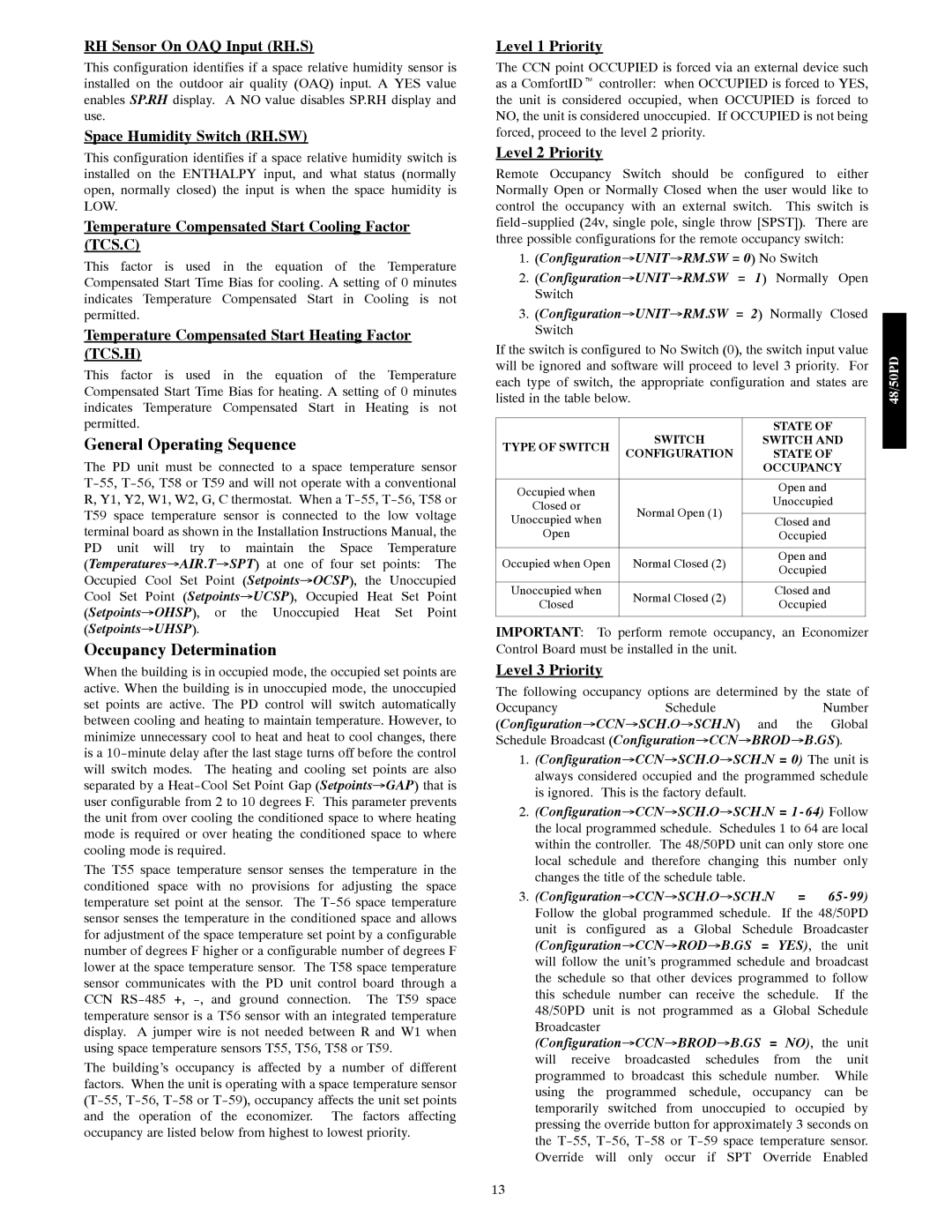 Carrier 48/50PD05 manual General Operating Sequence, Occupancy Determination 