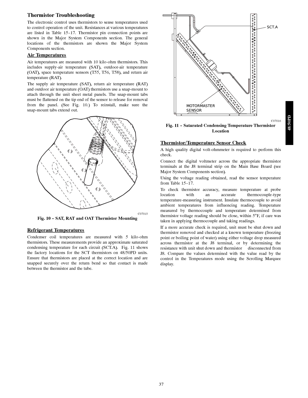 Carrier 48/50PD05 manual Thermistor Troubleshooting, Air Temperatures, Refrigerant Temperatures 