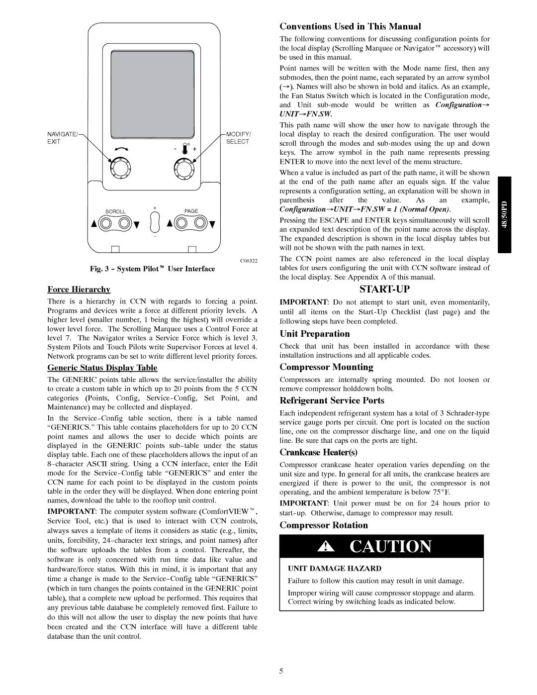 Carrier 48/50PD05 manual Start-Up 