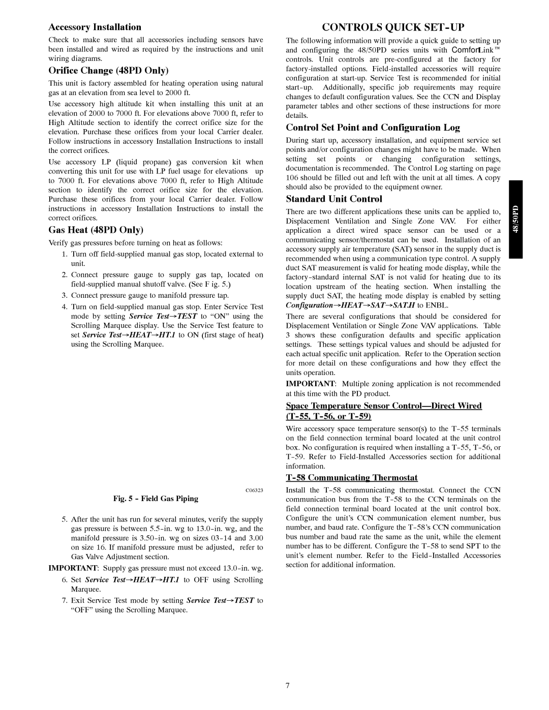 Carrier 48/50PD05 manual Controls Quick SET-UP 