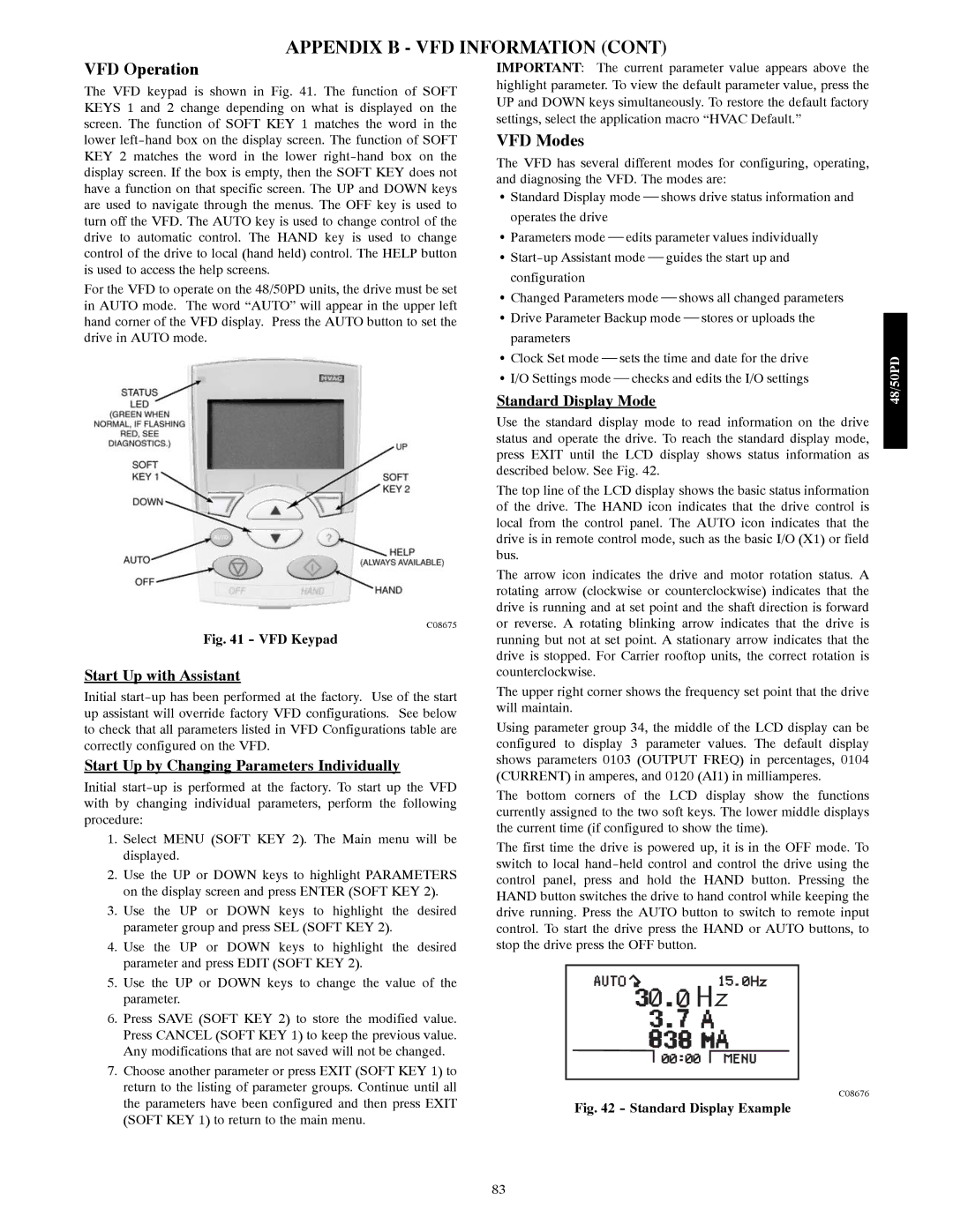 Carrier 48/50PD05 manual VFD Operation, VFD Modes, Start Up with Assistant, Start Up by Changing Parameters Individually 