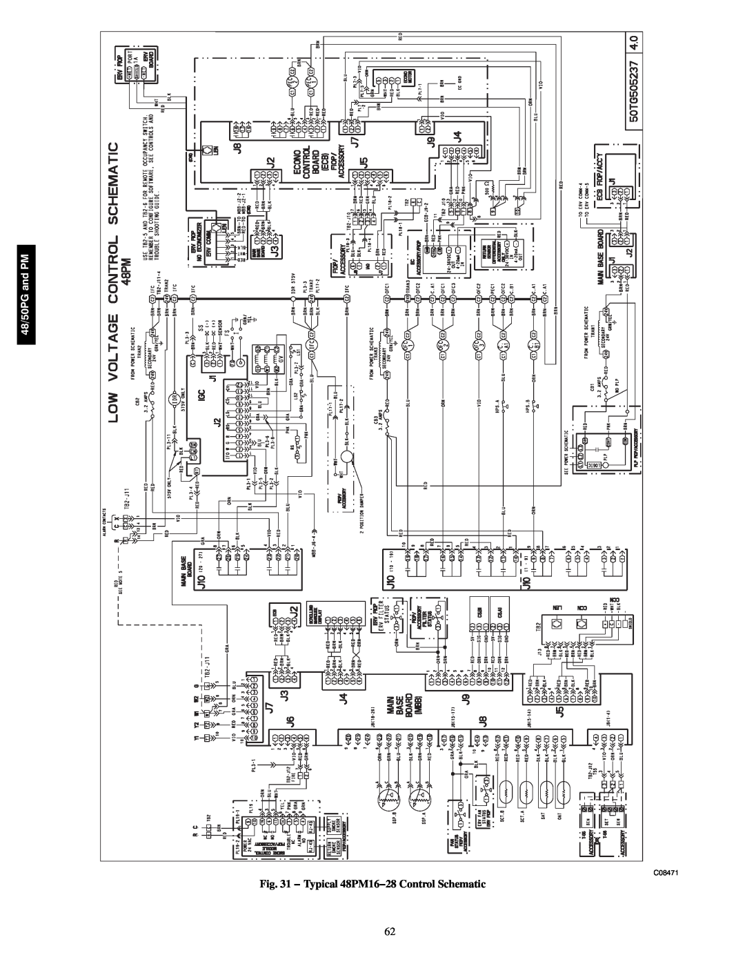 Carrier 48/50PG C03-14, 48/50PM C16-28 manual Typical 48PM16−28 Control Schematic, 48/50PG and PM, C08471 