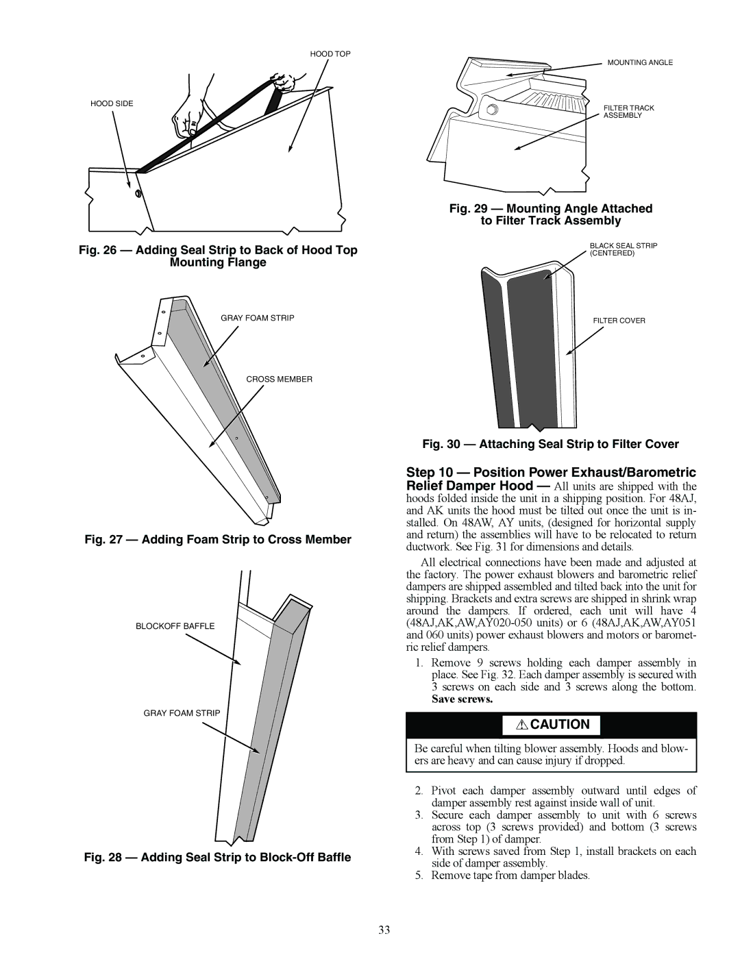 Carrier 48AJ installation instructions 48-1104, 48-1105, A48-4328, A48-8499, 48-1110 