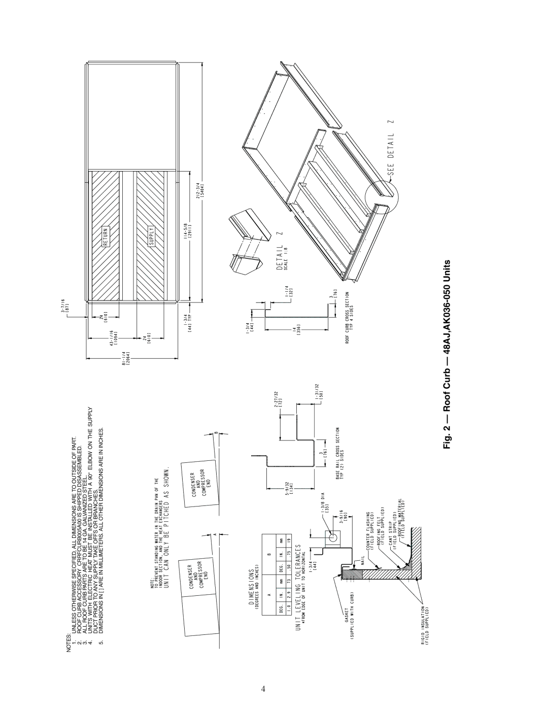 Carrier installation instructions Roof Curb 48AJ,AK036-050 Units 