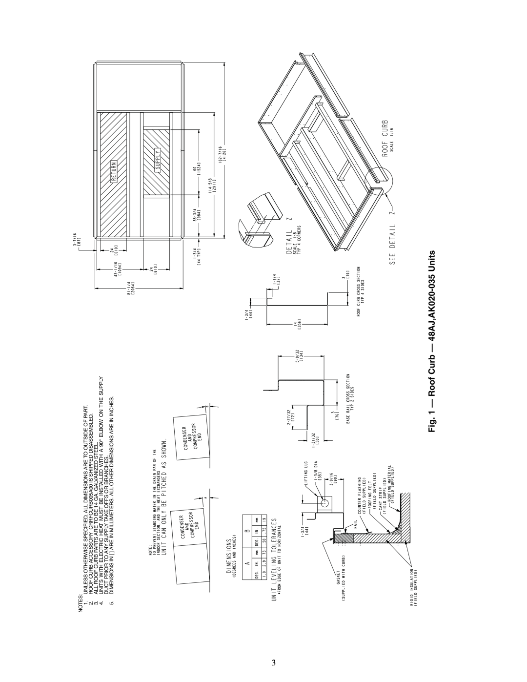 Carrier installation instructions Roof Curb - 48AJ,AK020-035Units 