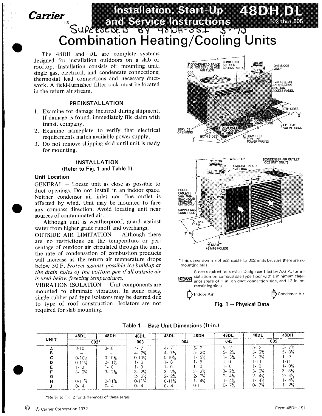 Carrier 48DH, 48DL manual 