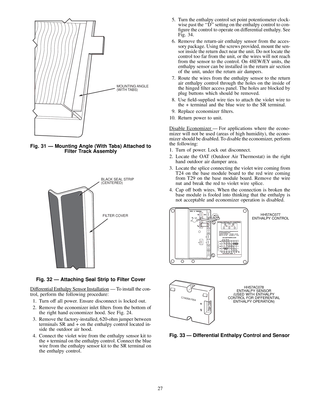 Carrier EY024-048, 48EJ, EW, EK installation instructions Mounting Angle With Tabs Attached to Filter Track Assembly 